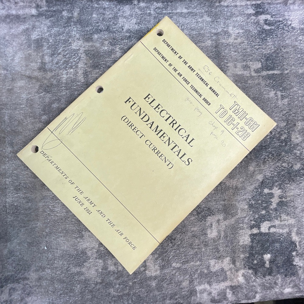 Electrical Fundamentals Direct Current TM 11-661 TO 16-1-218 Manual 1951